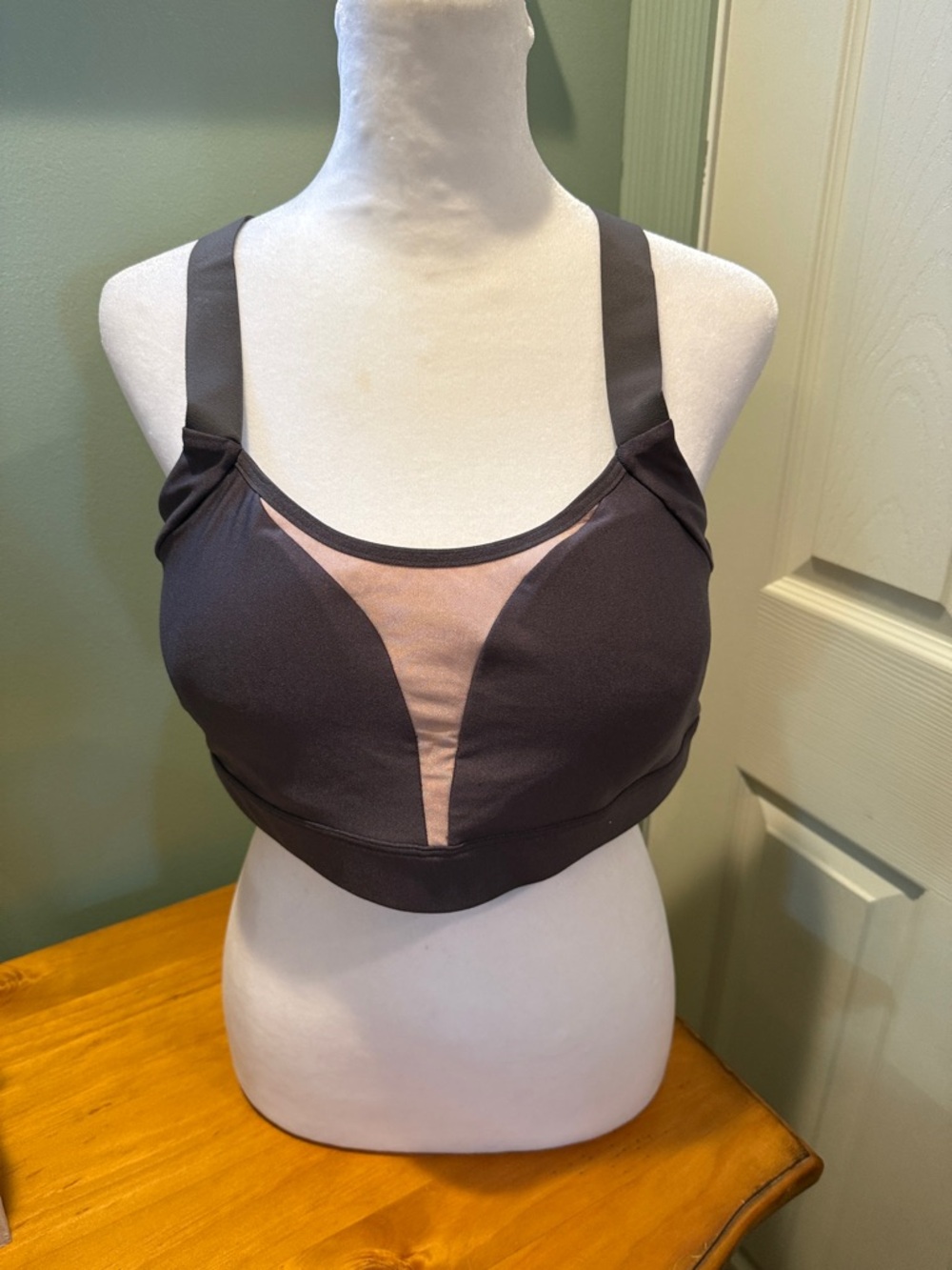 Under Armour Black Sports Bra with Nude Mesh Inset, NWOT
